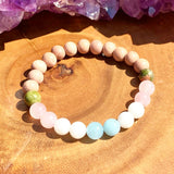 Moonstone Rose Quartz Women's Bracelet 8 mm Unakite Rosewood Wish Love Lucky