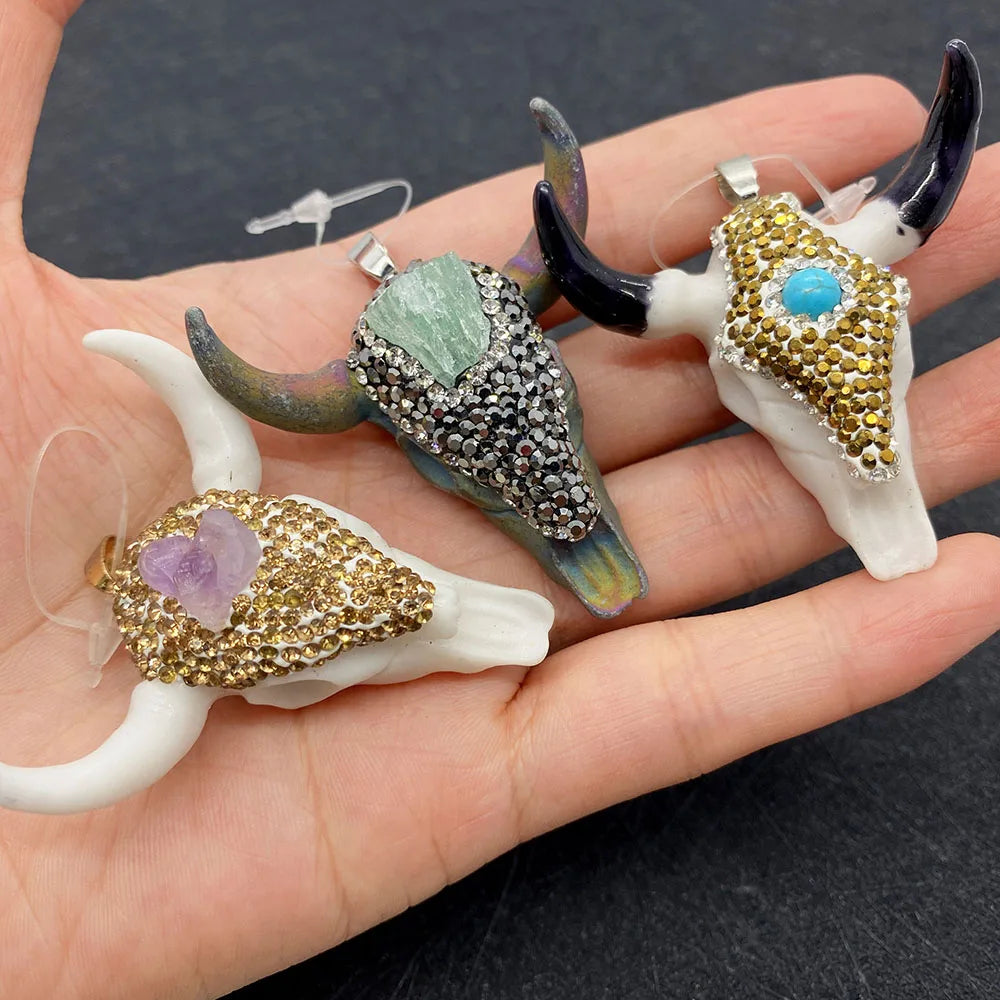 Bull Head Pendant Acrylic Jewelry Making DIY Beaded Decoration
