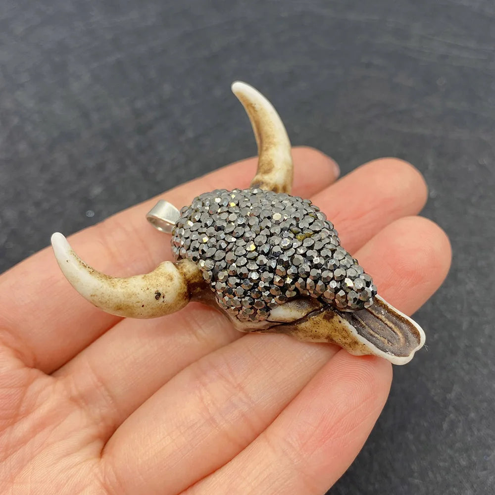 Bull Head Shape Pendant Multicolor Acrylic DIY Jewelry Making Beaded Decoration