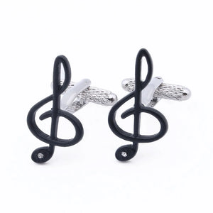 Music Symbol Cufflinks with Crystal Enamel Jewelry