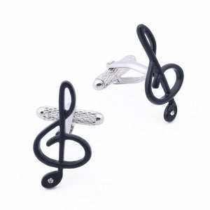 Music Symbol Cufflinks with Crystal Enamel Jewelry