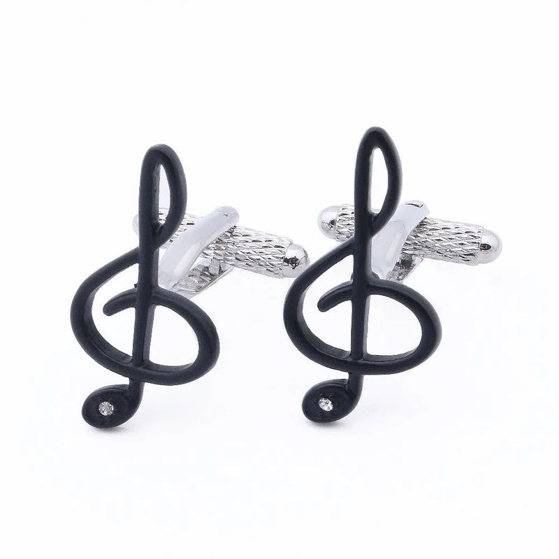 Music Symbol Cufflinks with Crystal Enamel Jewelry
