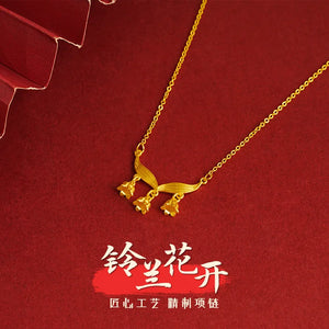 European Fine Woman Lily of the Valley 24KT Necklace