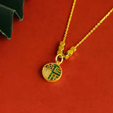 Vintage Round 24KT Necklace European Fine Woman Gift