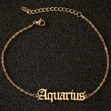 Personalized Old English Letter Name Plated Anklets
