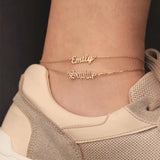Personalized Old English Letter Name Plated Anklets