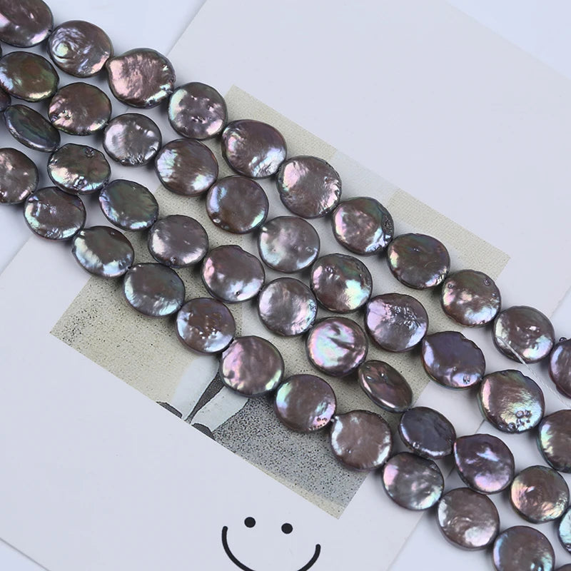 Dyed Freshwater Coin Pearl Beads 12-13mm Short Strand