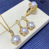 3Pcs Pearl Pendant Set & Earring Necklace