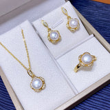 3Pcs Pearl Pendant Set & Earring Necklace