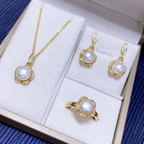 3Pcs Pearl Pendant Set & Earring Necklace