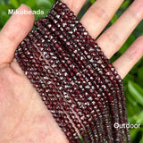 Natural 4mm Red Garnet Faceted Square Loose Beads For Jewelry Making
