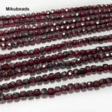 Natural 4mm Red Garnet Faceted Square Loose Beads For Jewelry Making