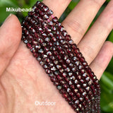 Natural 4mm Red Garnet Faceted Square Loose Beads For Jewelry Making