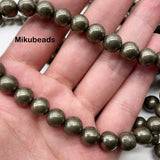 6mm 8mm 10mm Pyrite Round Beads for Jewelry Making DIY Bracelets Necklace