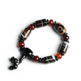 Ethnic Style Men's Agate Bracelet with Three Eyes Dzi Beads