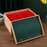 Bamboo Necklace Display Tray Velvet Necklace Organizer