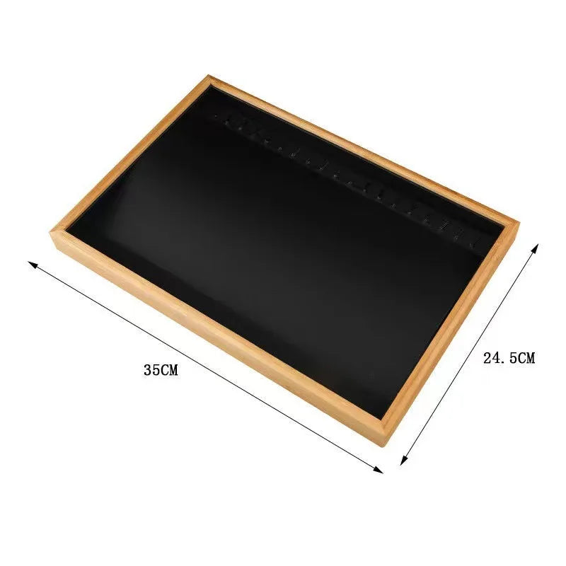 Bamboo Necklace Display Tray Velvet Necklace Organizer