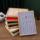 Bamboo Ring Display Tray Velvet Organizer Stackable Jewellery Storage