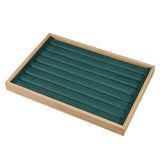 Bamboo Ring Display Tray Velvet Organizer Stackable Jewellery Storage