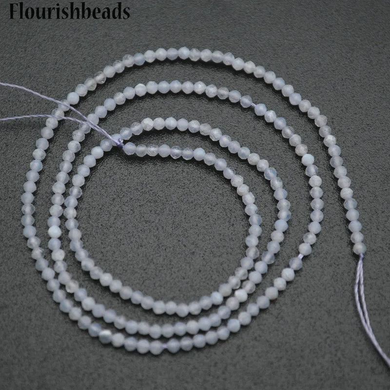 Natural Lance Agate 2mm Faceted Diamond Cutting Stone Round Beads