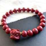Natural Cinnabar Bracelet Raw Ore Sand Lion Bracelet Gift Jewelry
