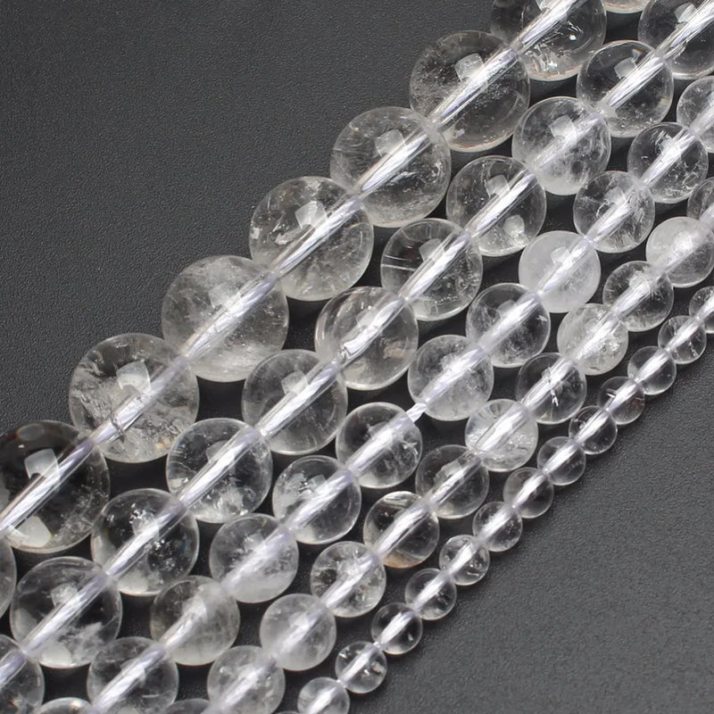 Clear Quartz Round Beads 15in Necklace Pick Size 4/6/8/10/12mm