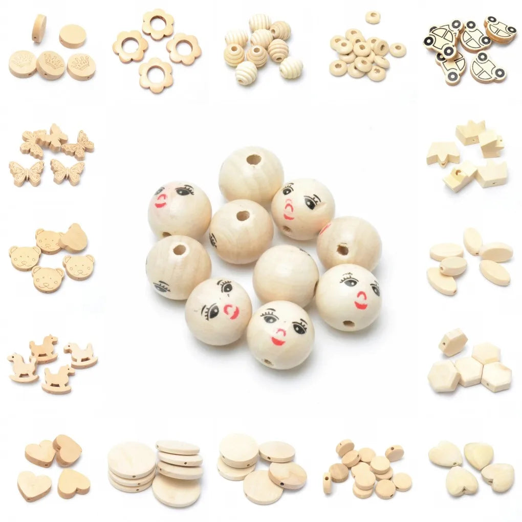 Unfinished Wooden Beads for Jewelry Making and Pacifier Clip