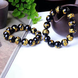 Dragon Carving Round Buddha Bead Bracelet 14mm Crystal Lucky Jewelry