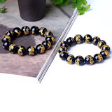 Dragon Carving Round Buddha Bead Bracelet 14mm Crystal Lucky Jewelry