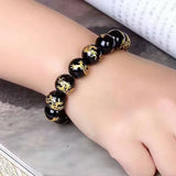 Dragon Carving Round Buddha Bead Bracelet 14mm Crystal Lucky Jewelry