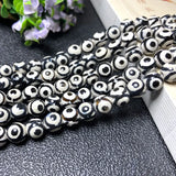 Natural Dzi Agate Evil Eye Loose Stone Beads for DIY Jewelry Making 15''