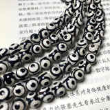 Natural Dzi Agate Evil Eye Loose Stone Beads for DIY Jewelry Making 15''