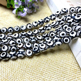 Natural Dzi Agate Evil Eye Loose Stone Beads for DIY Jewelry Making 15''