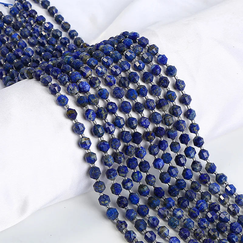 Faceted Lapis Lazuli Stone Beads for DIY Bracelet 6 8 10mm