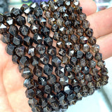 Smoky Quartz Faceted Round Stone Spacer Beads for DIY Jewelry Making