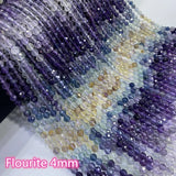 2/3/4mm Faceted Natural Flourite Beads for Jewelry Making