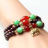 Garnet Bracelet Wine Red Bead & Elephant Pendant Lucky Bracelet for Women