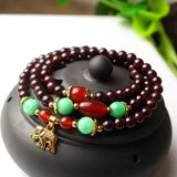 Garnet Bracelet Wine Red Bead & Elephant Pendant Lucky Bracelet for Women
