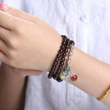 Garnet Bracelet Wine Red Bead Tibetan Silver PiXiu Pendant