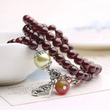 Garnet Bracelet Wine Red Bead Tibetan Silver PiXiu Pendant