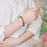 Natural Garnet Stone Bracelet Wine Red Beads