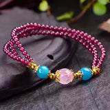 Natural Garnet Stone Bracelet Wine Red Beads