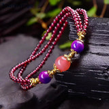 Natural Garnet Stone Bracelet Wine Red Beads