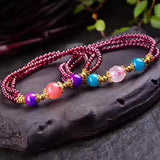 Natural Garnet Stone Bracelet Wine Red Beads