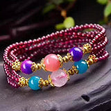 Natural Garnet Stone Bracelet Wine Red Beads