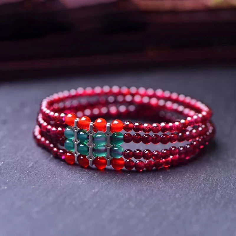 Natural Garnet Stone Bracelets Wine Red Bead With Red Beads Bracelet