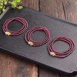 Garnet Stone Bracelet Wine Red Bead Pixiu Bracelet Lucky Women Jewelry
