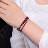 Garnet Stone Bracelet Wine Red Bead Pixiu Bracelet Lucky Women Jewelry