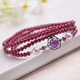 Natural Garnet Stone Bracelet Wine Red Bead Tibetan Silver Women Crystal
