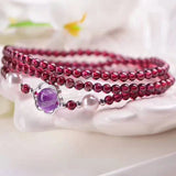Natural Garnet Stone Bracelet Wine Red Bead Tibetan Silver Women Crystal